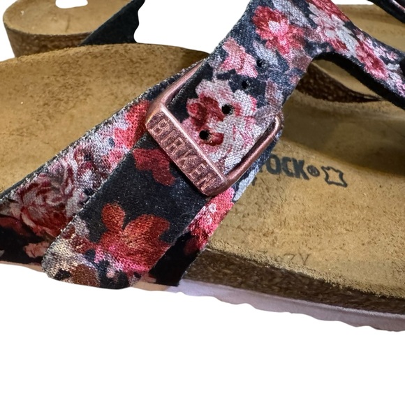 Birkenstock Gizeh Sandal Kids Velvet Flower Black Size 30 Footbed Narrow - Picture 3 of 10